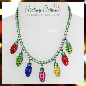 Betsey Johnson Jingle Bell Necklace Christmas Lights 17" 20" Holiday Ornament